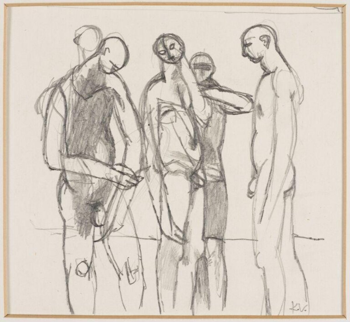 Pencil Sketch of Standing Figure Group