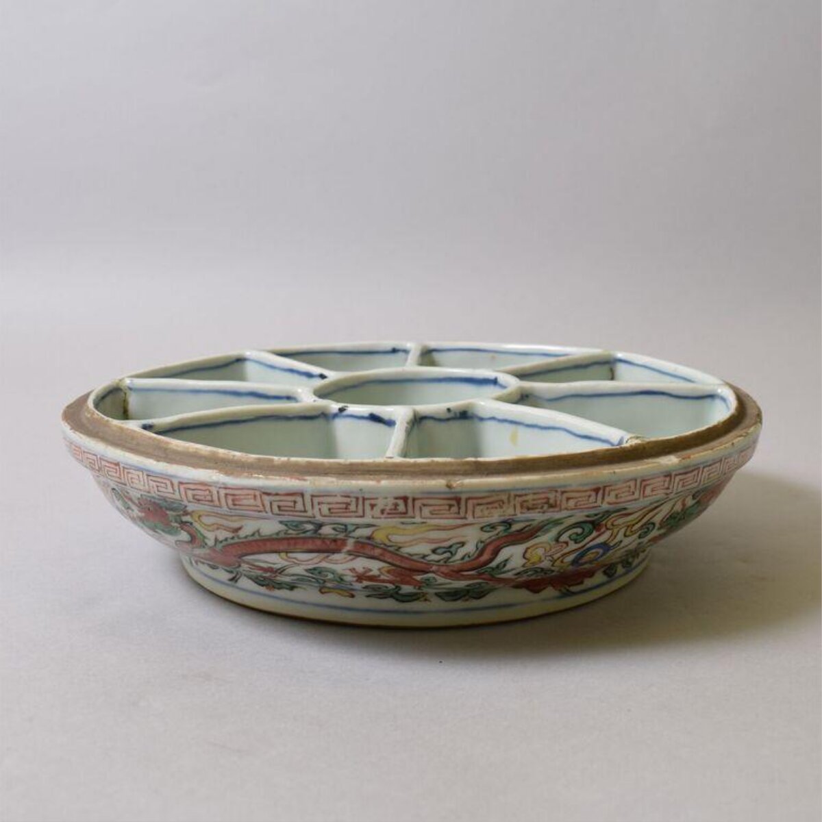 Wucai Dragon Pattern Porcelain Compartment Box