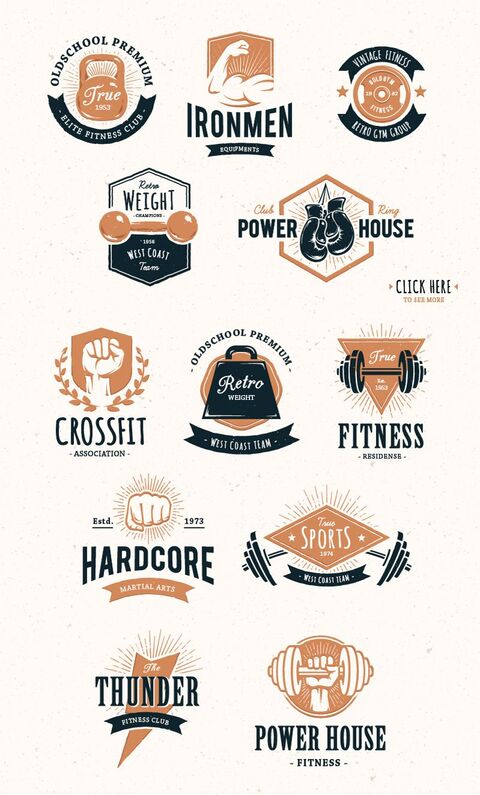 Vintage Fitness Gym Logo Collection