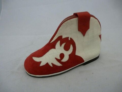 Red and White Patterned Decorative Boot