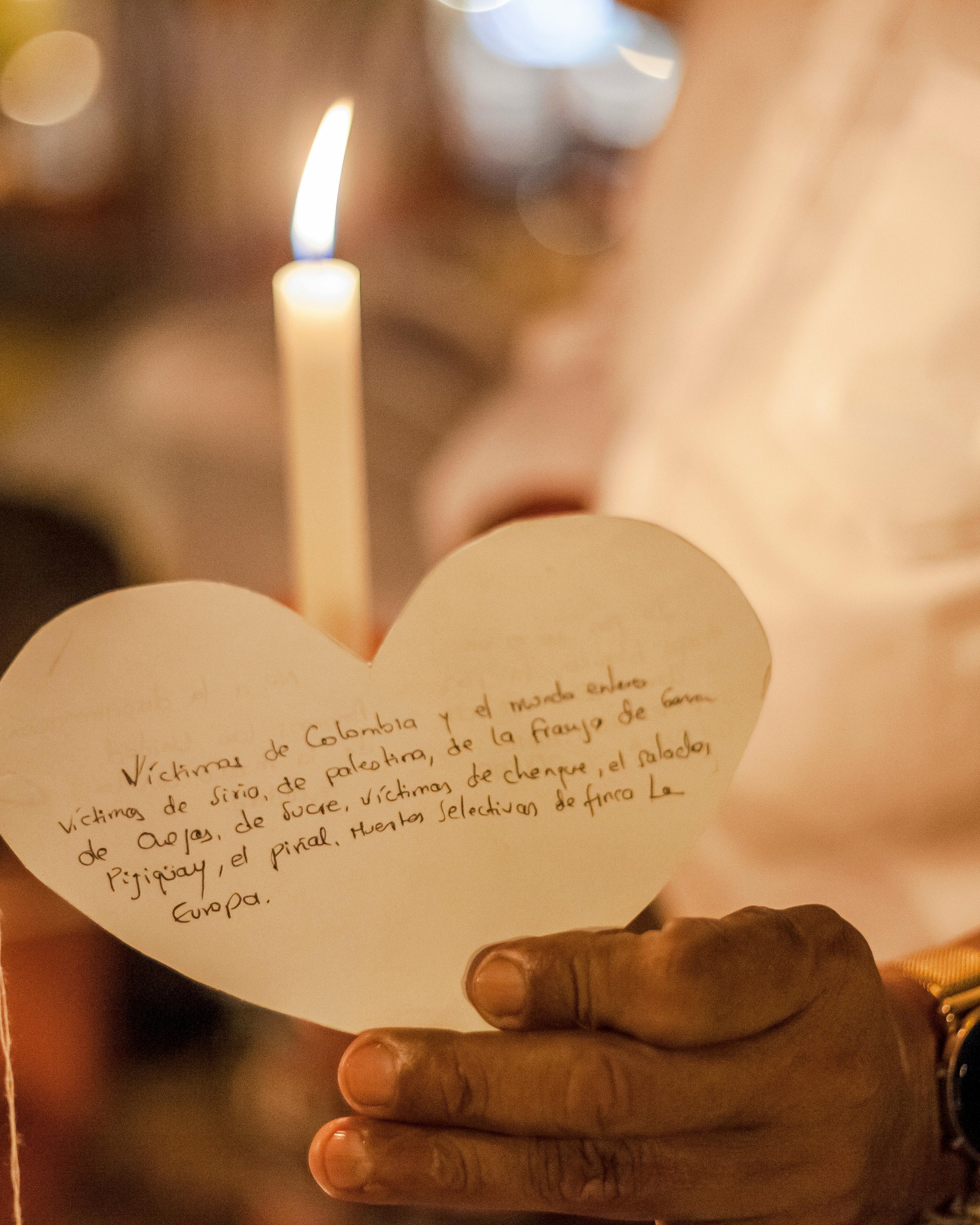 Heart-shaped Memorial Vigil Note