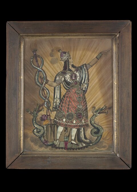 Framed Antique Symbolic Figure Artwork