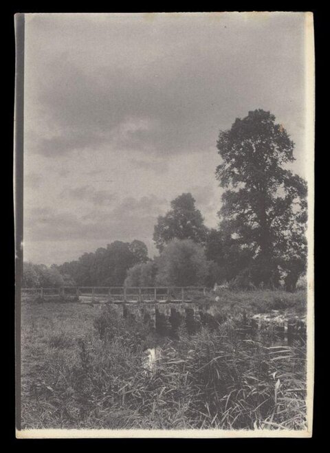 Vintage Rural Stream Bridge Scene