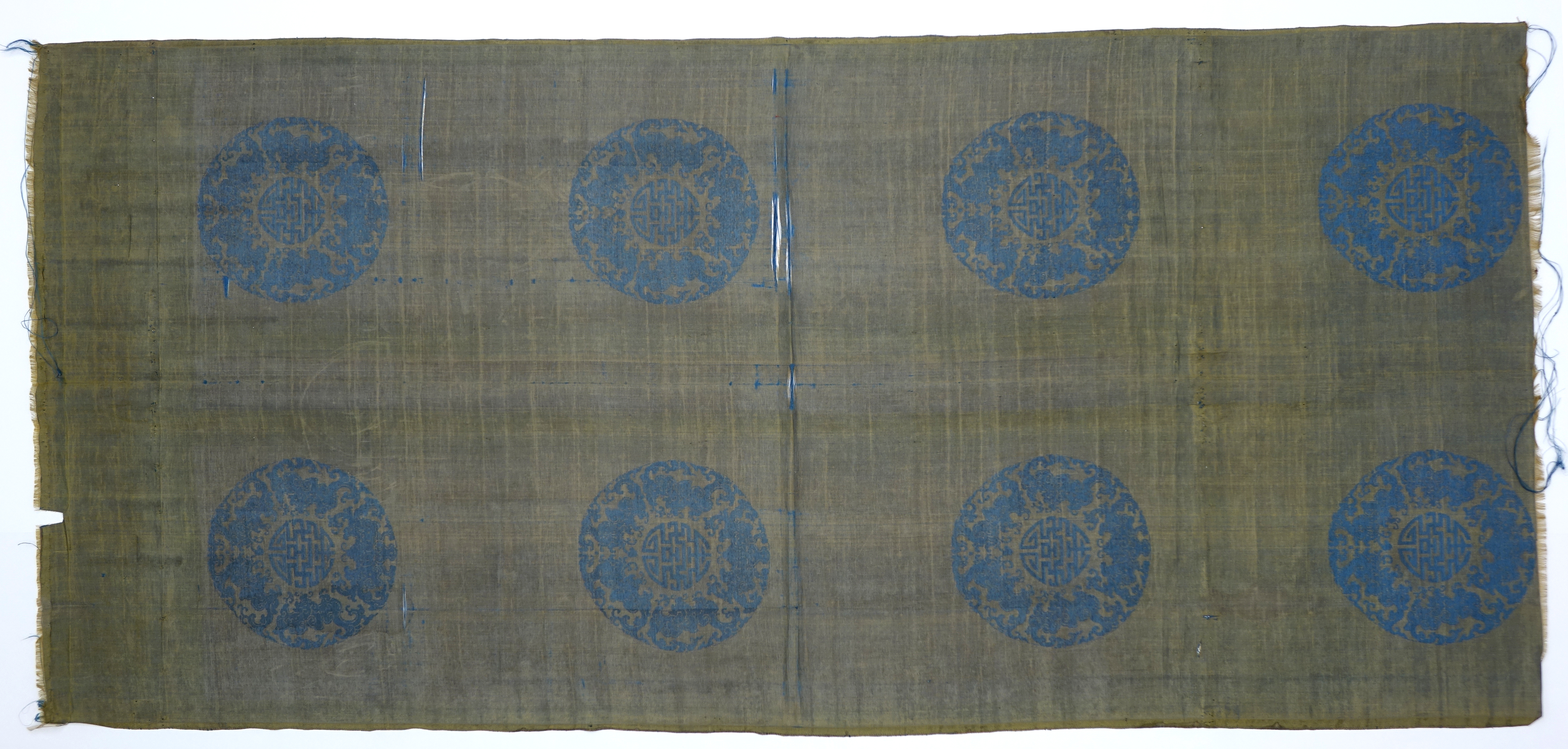 Ancient Blue Roundel Pattern Silk