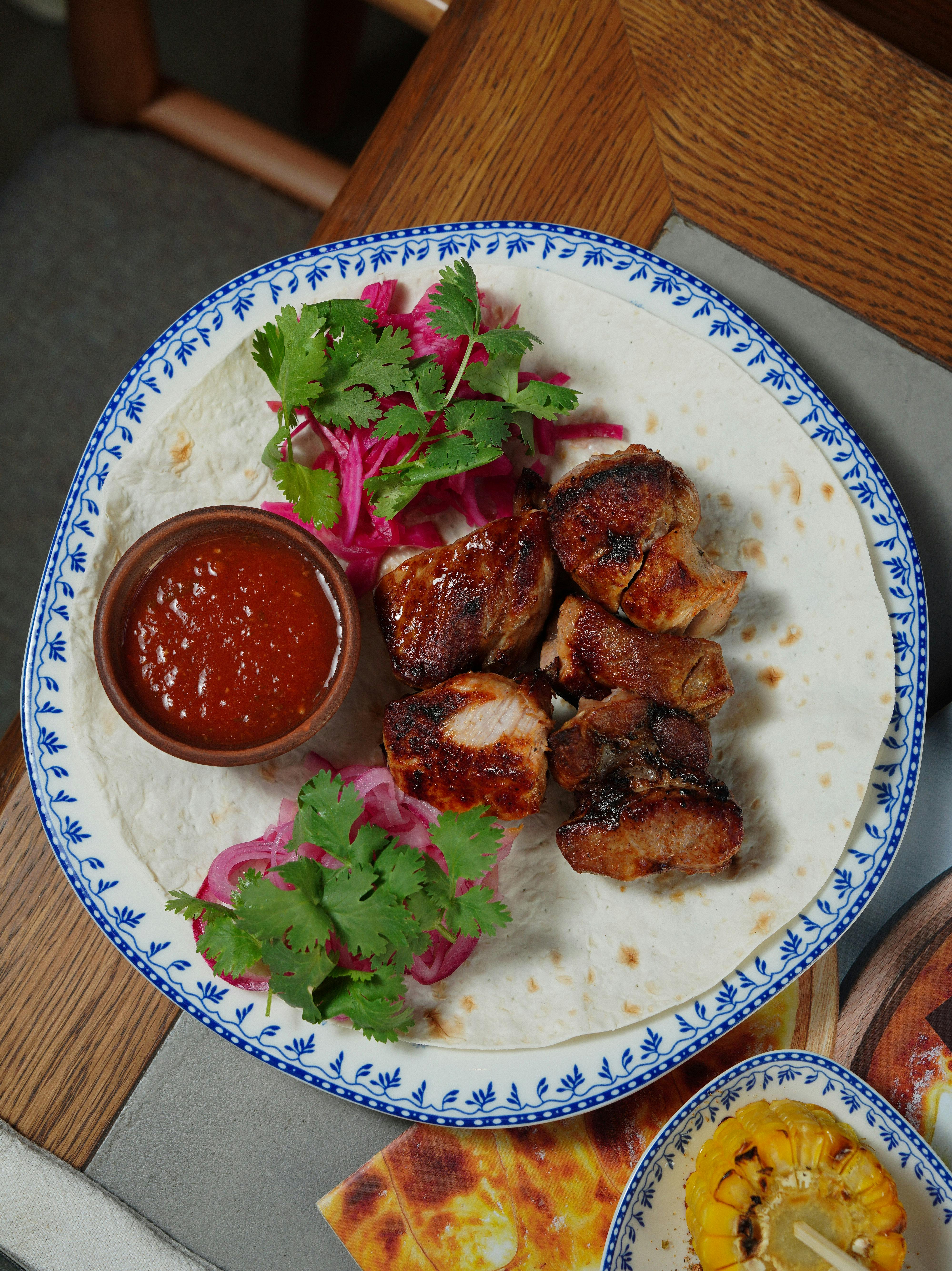 Grilled Kebab Meal on Flatbread