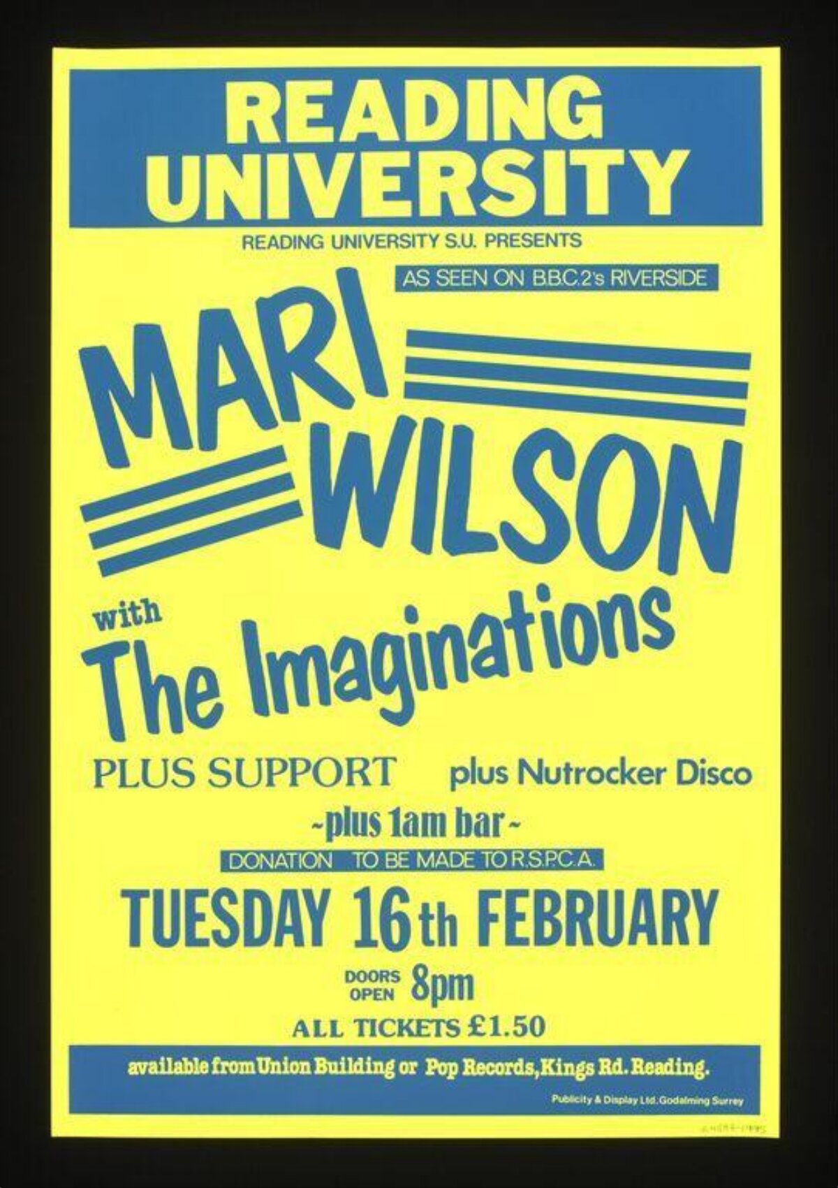 Mari Wilson Reading University Concert Poster