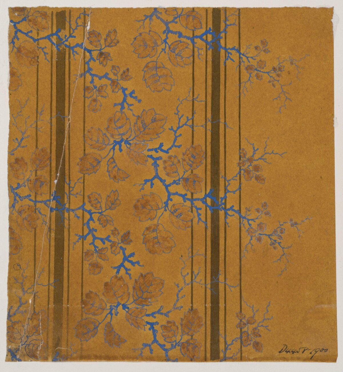 1900 Leaf Striped Textile Design