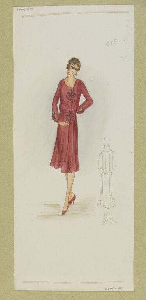 1920s Red Dress Fashion Sketch