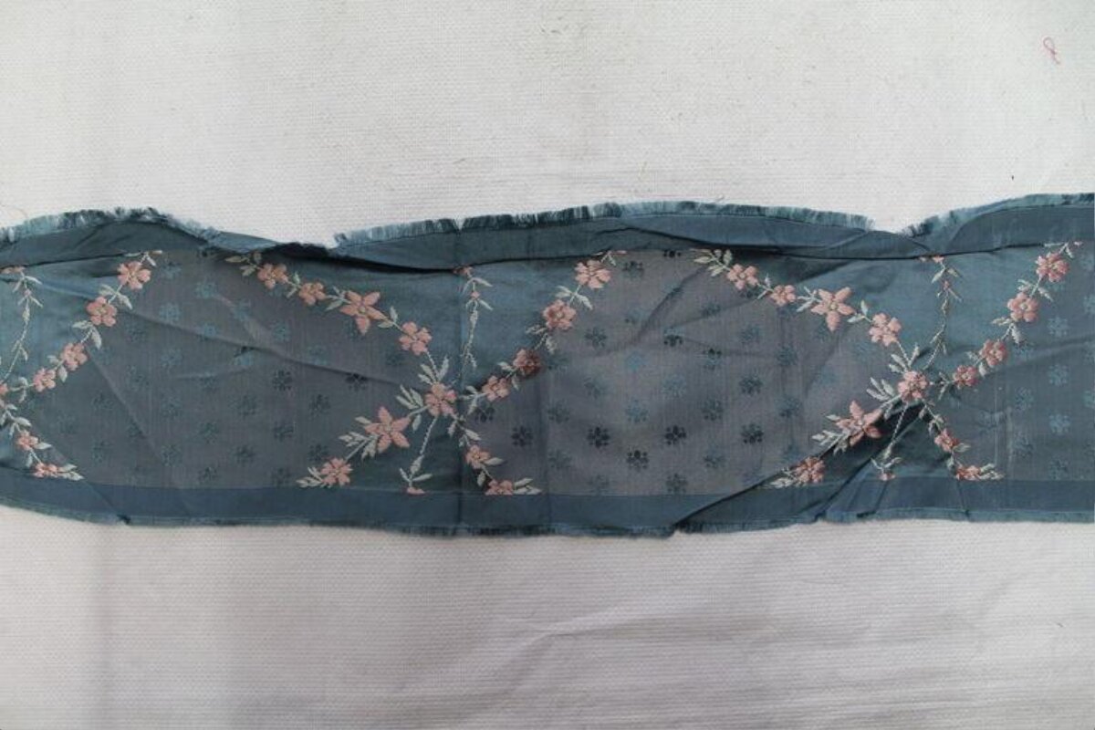 Blue Embroidered Floral Fabric
