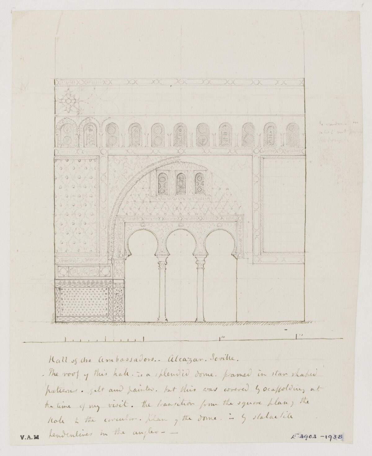 Sketch of Seville Alcazar Ambassadors' Hall