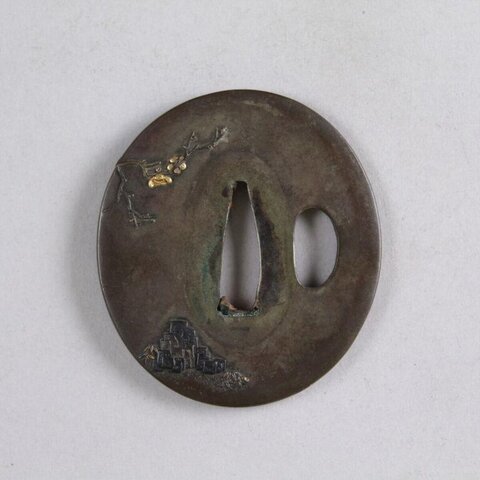 Antique Inlaid Iron Sword Tsuba