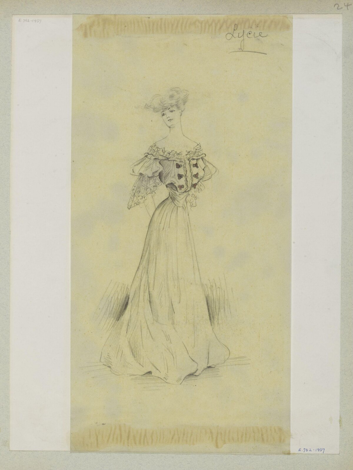 Pencil Fashion Sketch of Woman in Gown