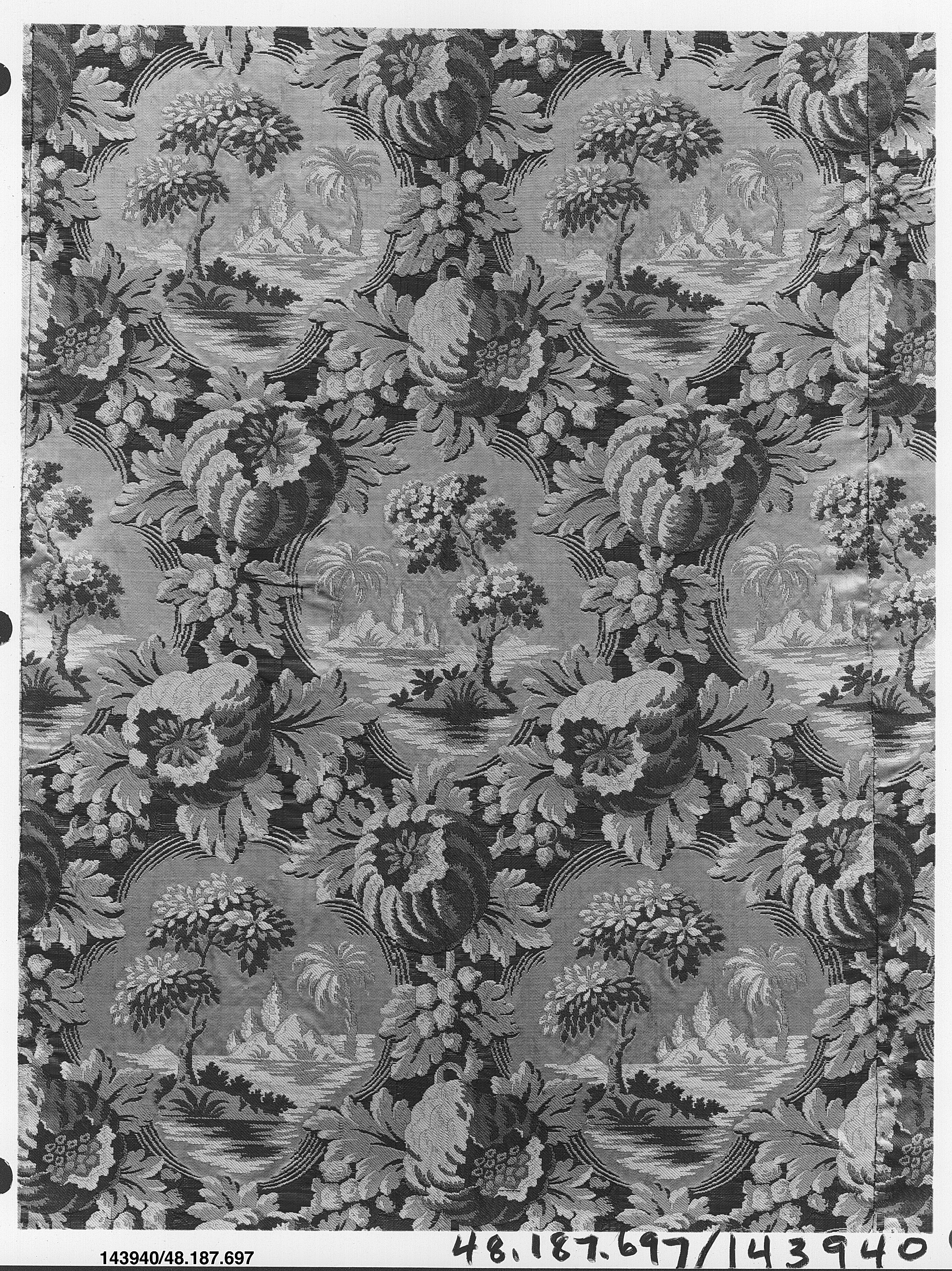 Antique Floral Landscape Woven Textile