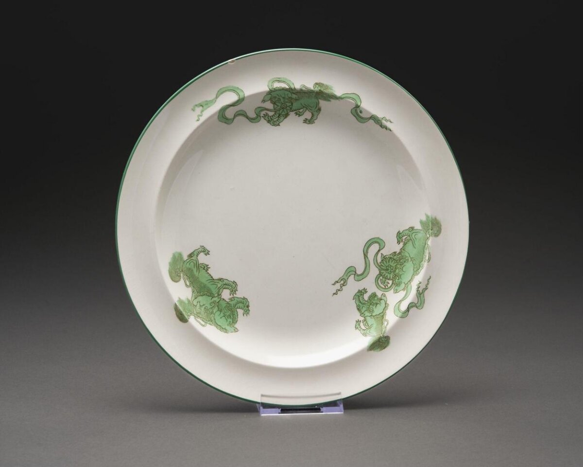 Green Lion Pattern Porcelain Plate