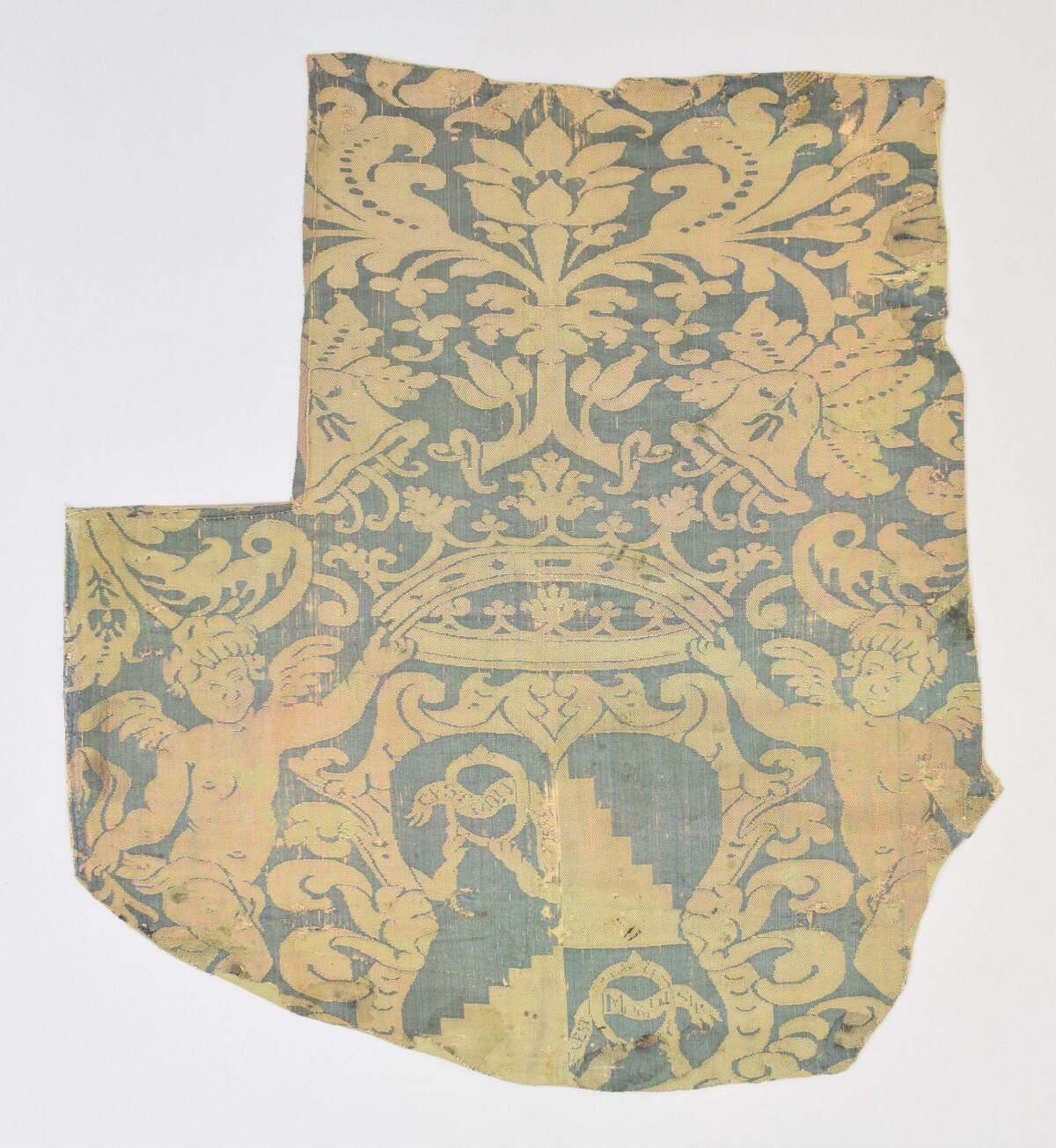 Antique Armorial Woven Silk Fragment