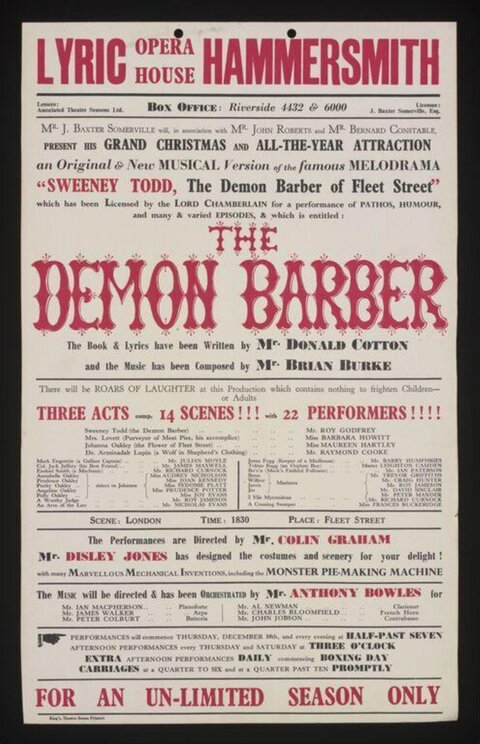 Vintage Sweeney Todd Theatre Poster