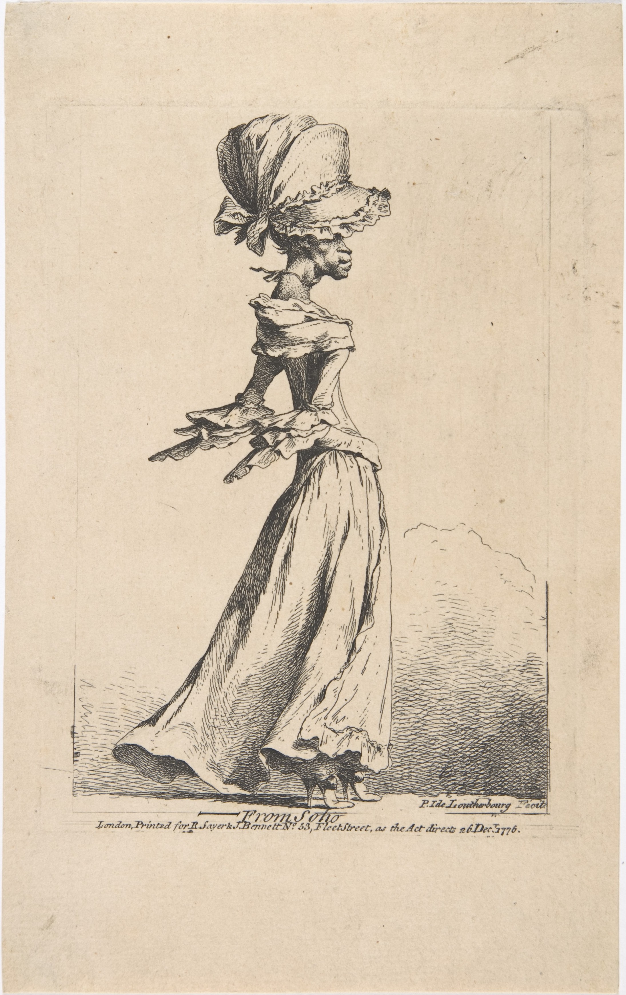 1776 Caricature Etching of a Woman