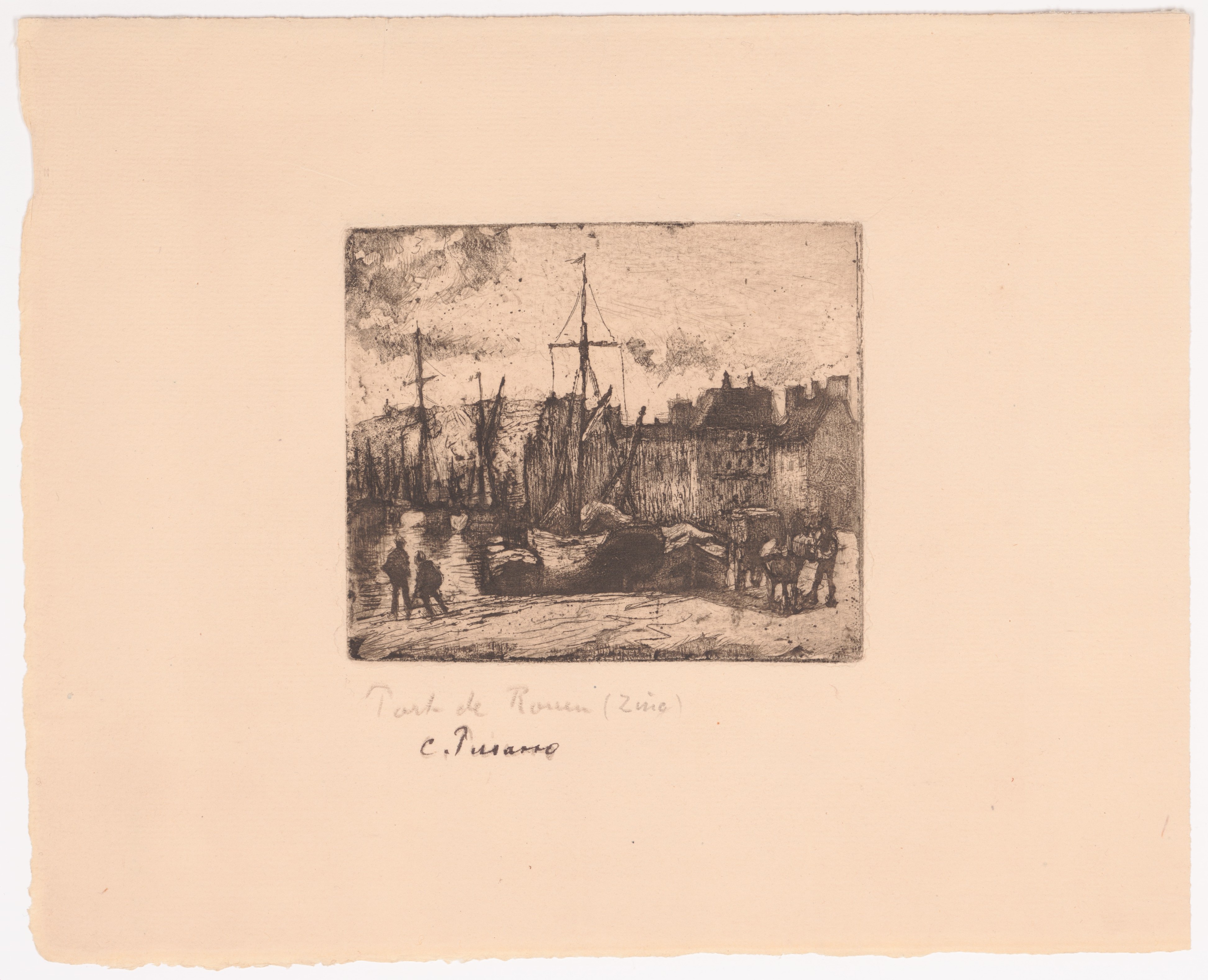 Rouen Harbor Etching