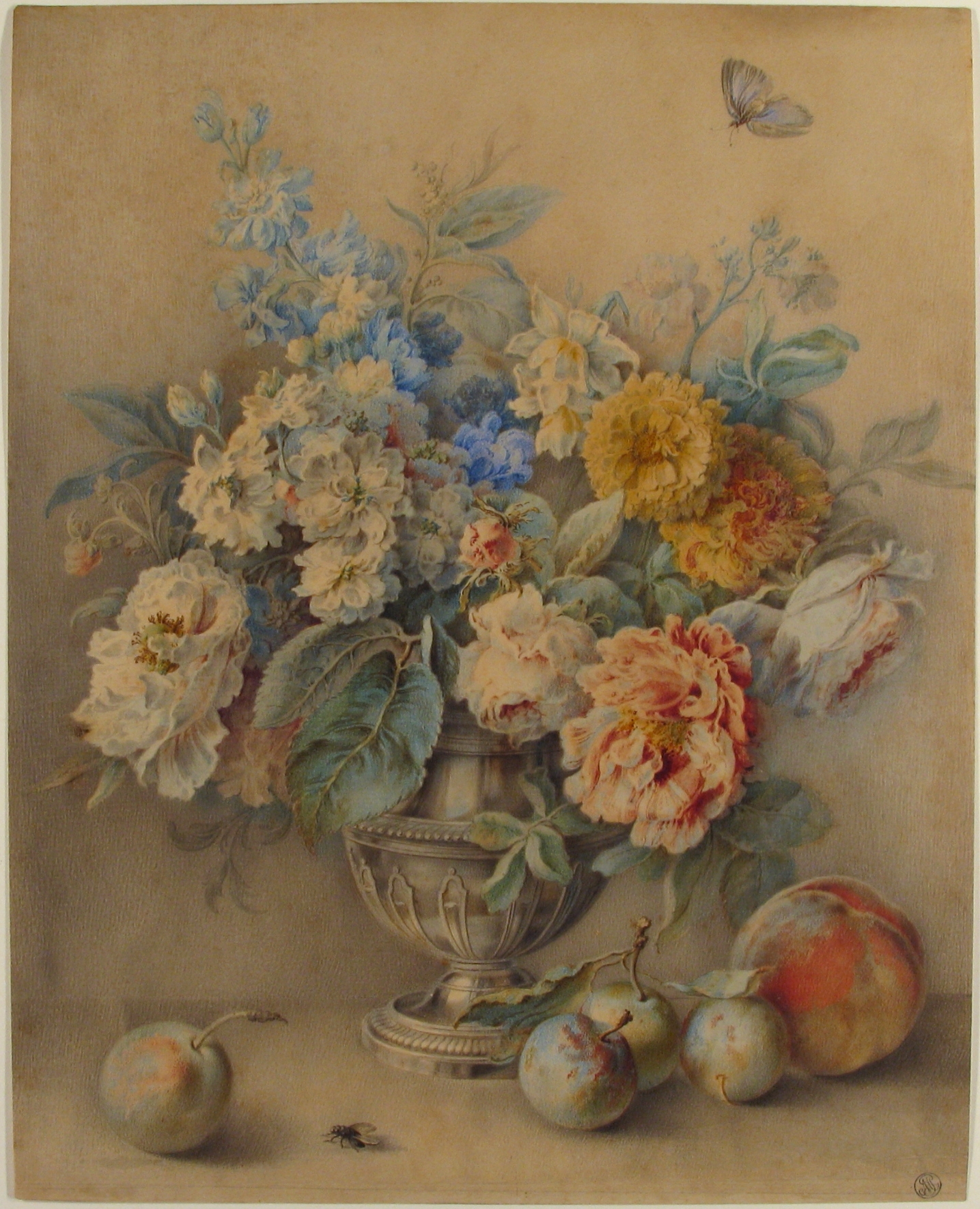Still Life with Flower Vase and Fruits