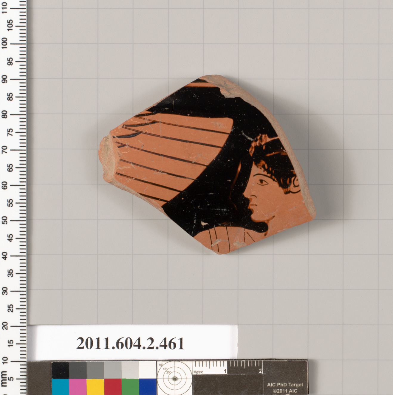Ancient Pottery Fragment with Portrait