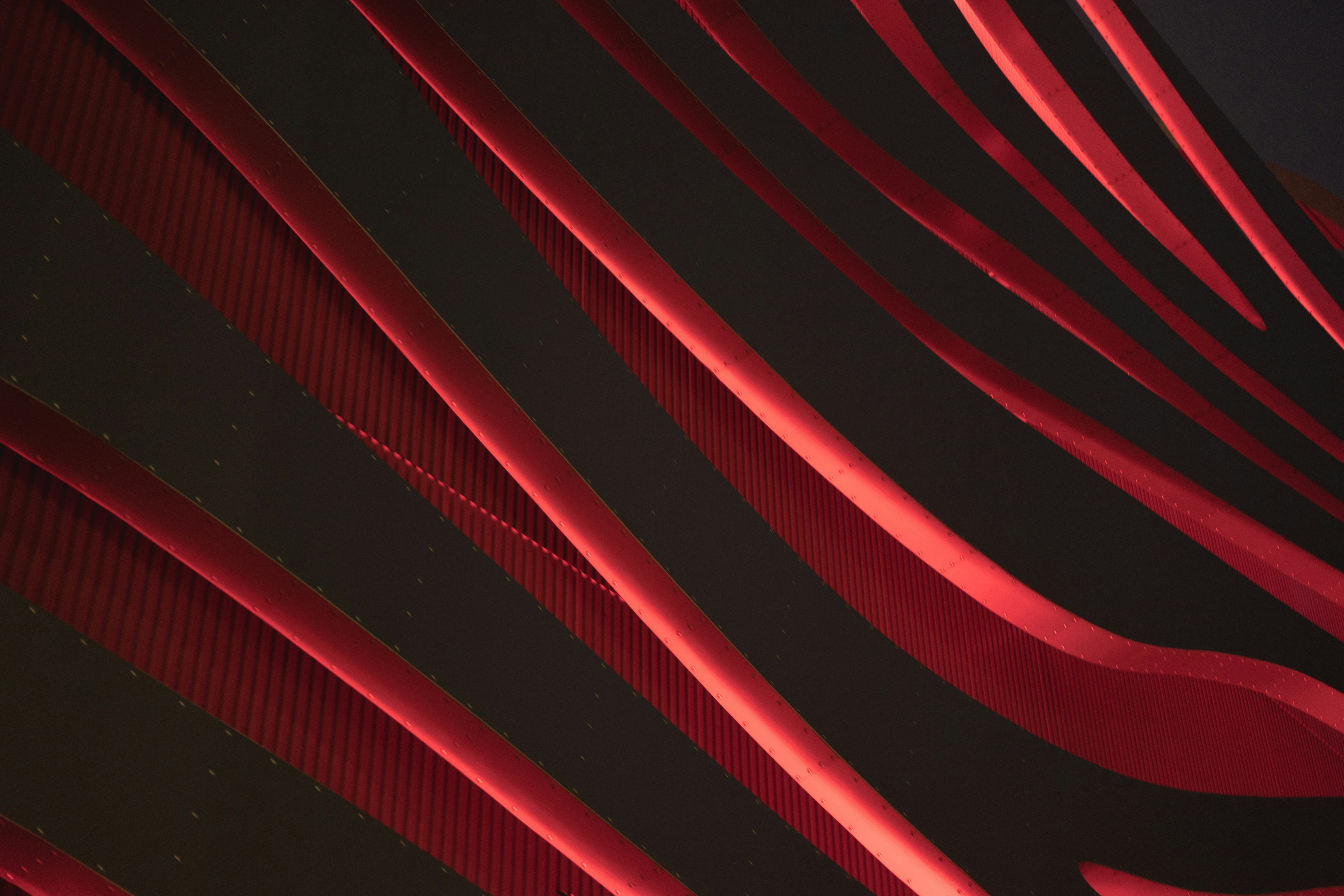 Curved Red and Black Abstract Stripes