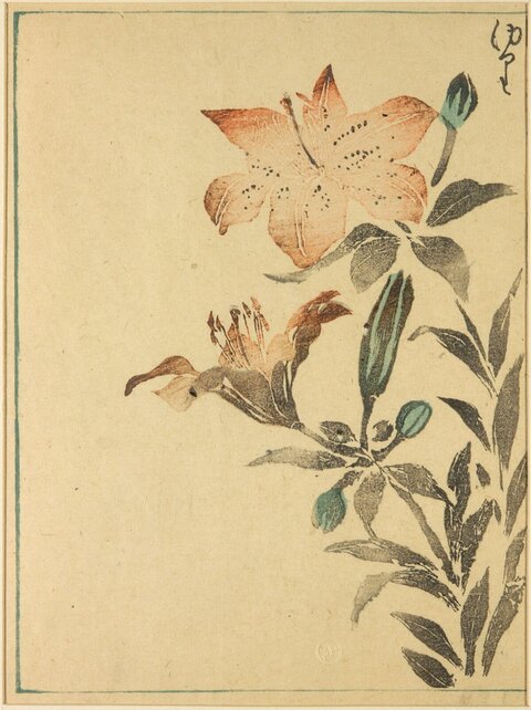 Woodblock Print of Tiger Lilies