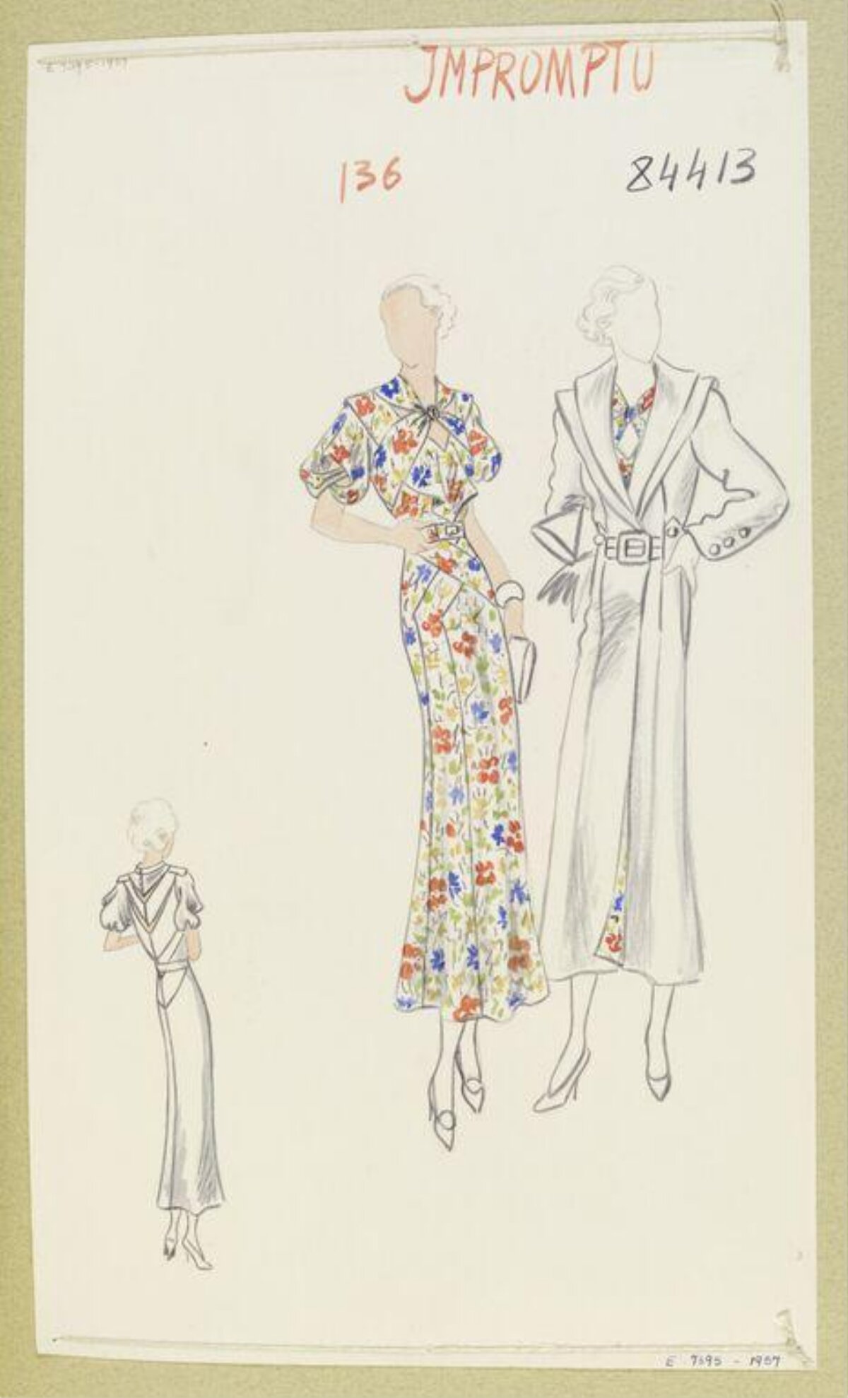 1930s Women's Fashion Design Sketch