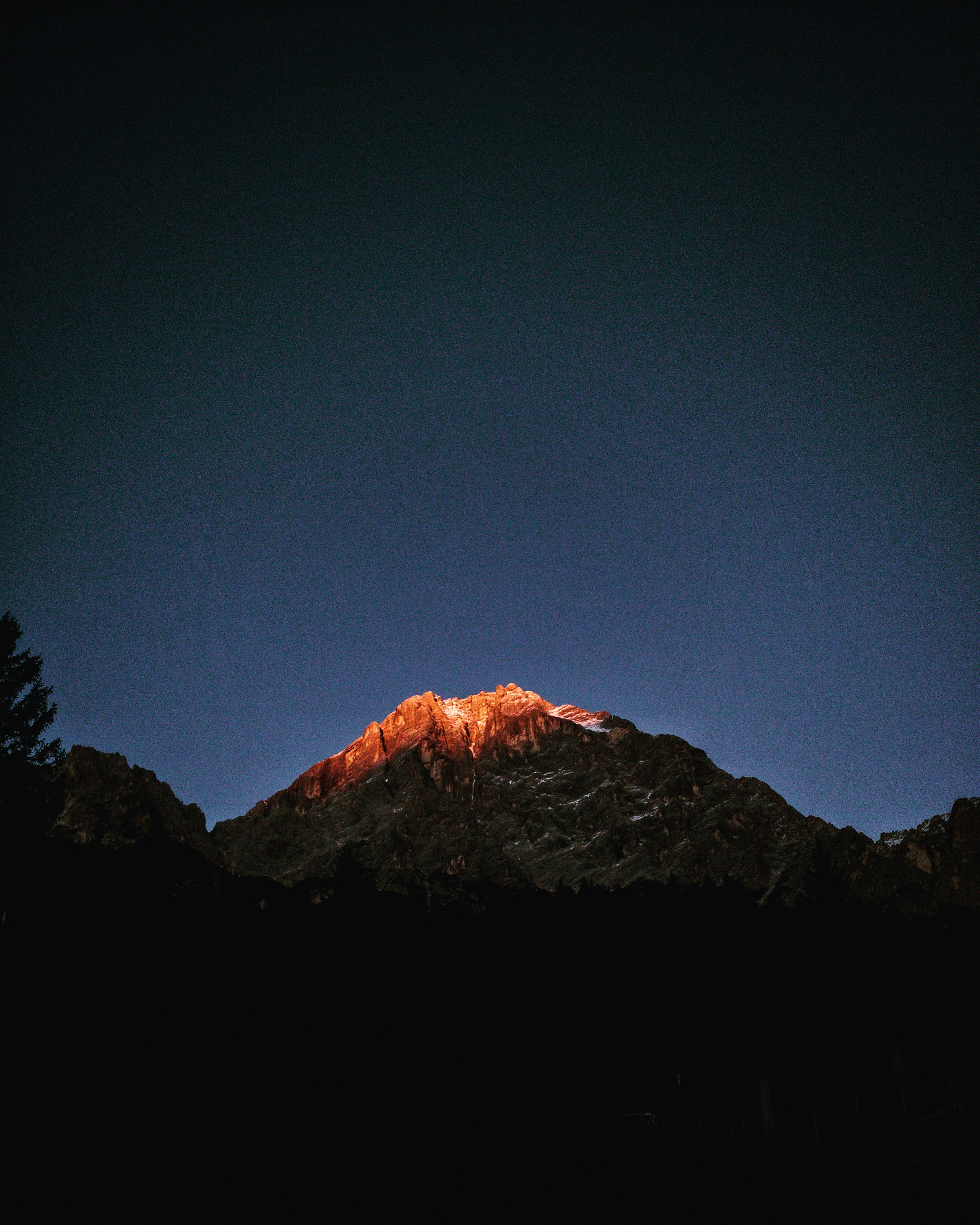 Sunlit Peak at Dusk