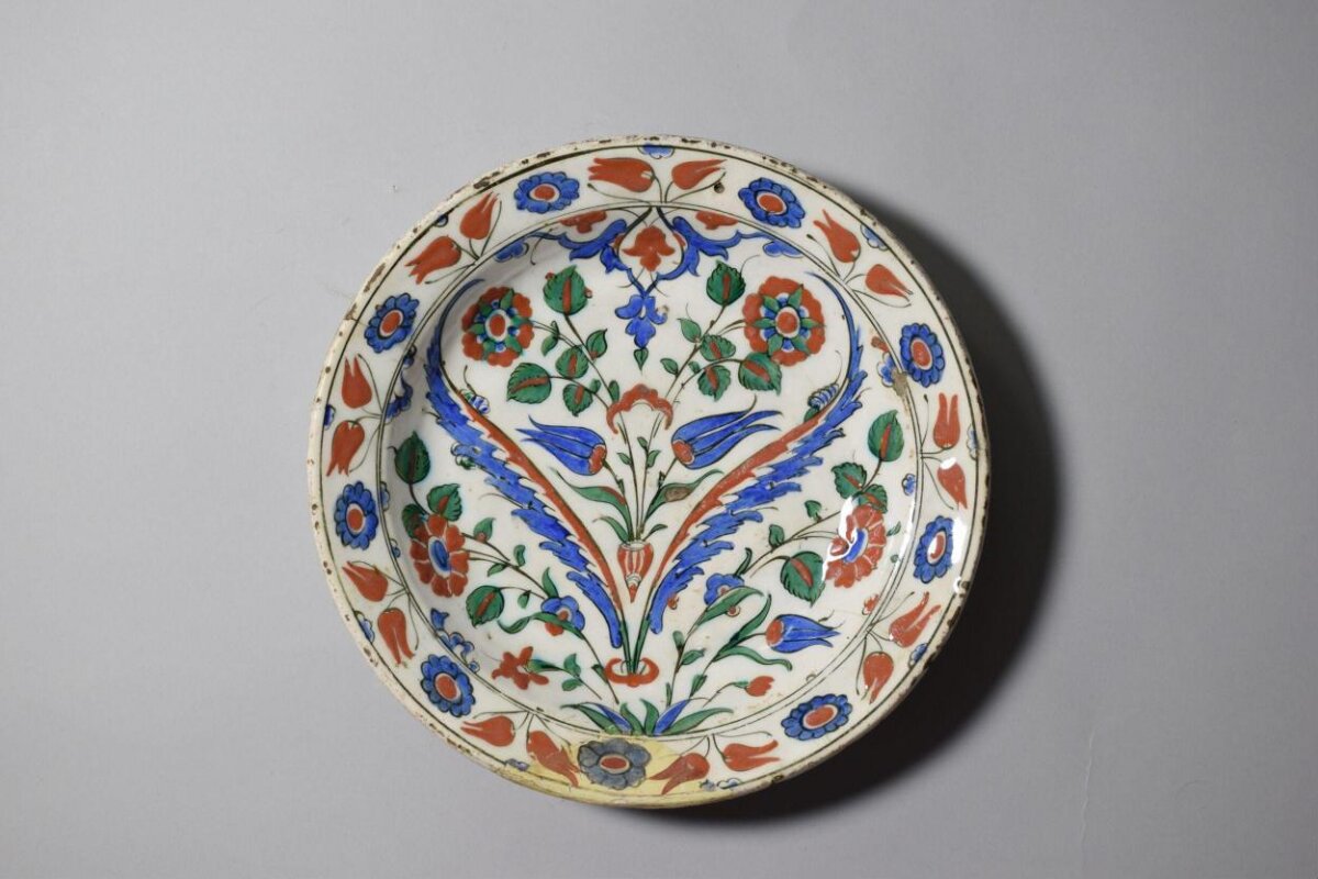 Floral Painted Antique Ceramic Plate