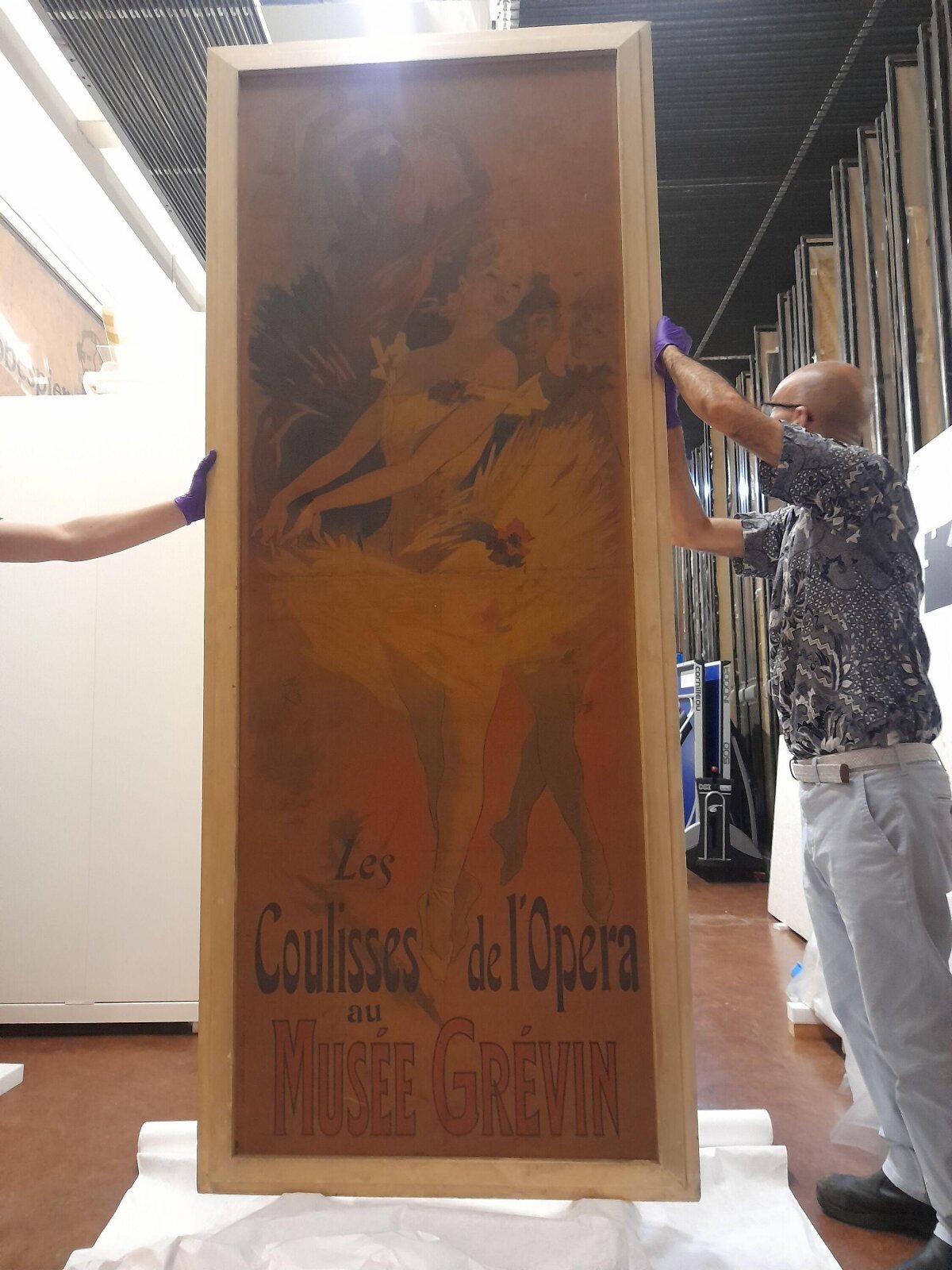 Two People Moving Framed Vintage Poster