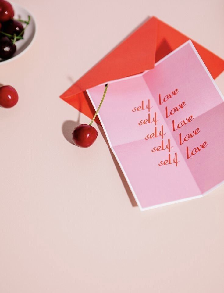 Love Greeting Card With Fresh Cherries