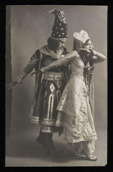 Vintage Stage Dancers in Traditional Costume