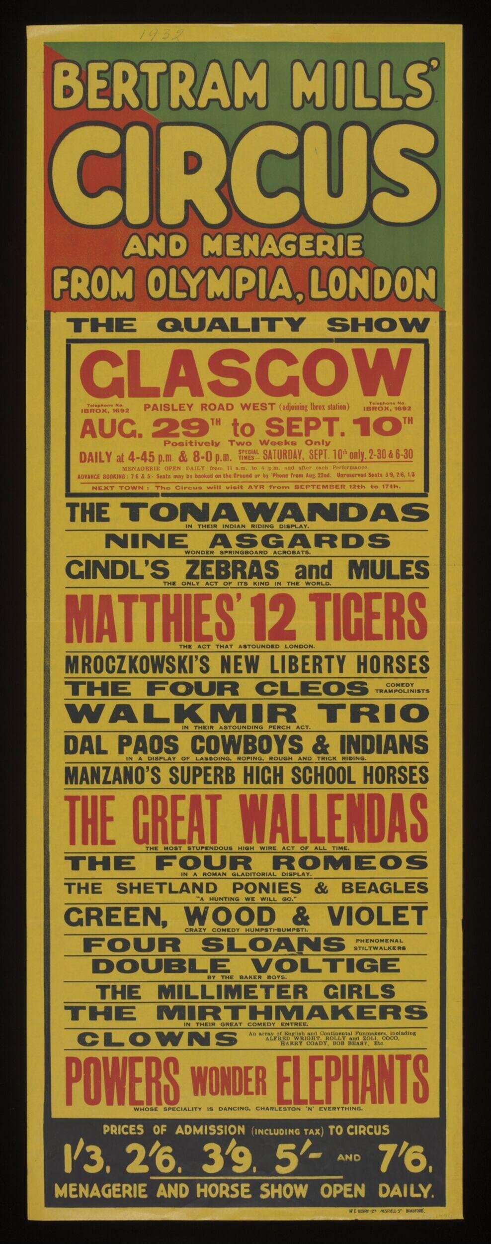 Vintage Bertram Mills Circus Poster