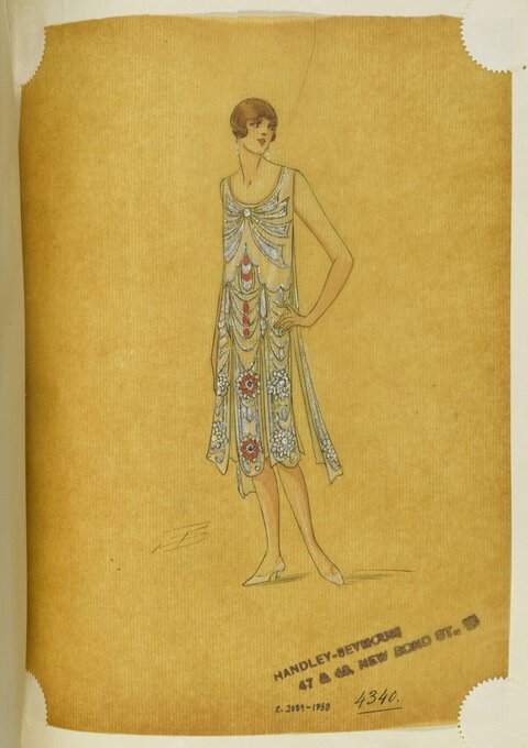 Vintage Flapper Dress Fashion Sketch