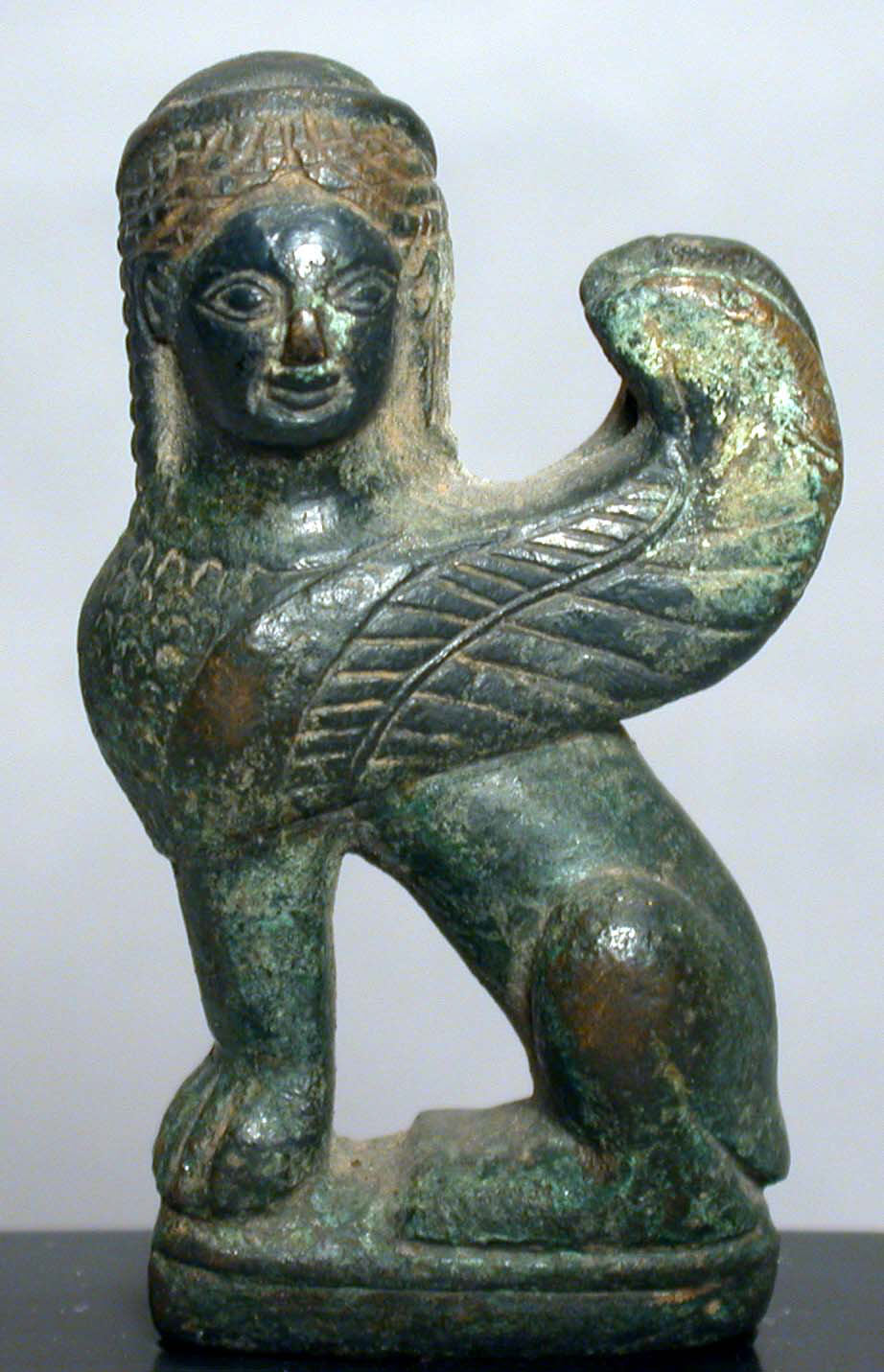 Ancient Bronze Sphinx Statuette