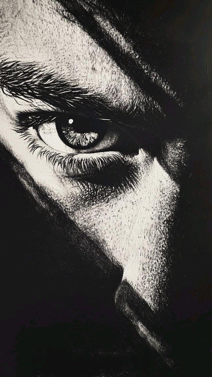 Close Up Charcoal Drawing of a Human Eye — Desktop Wallpapers