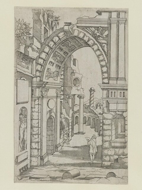Sketch of Ancient Arch Ruins