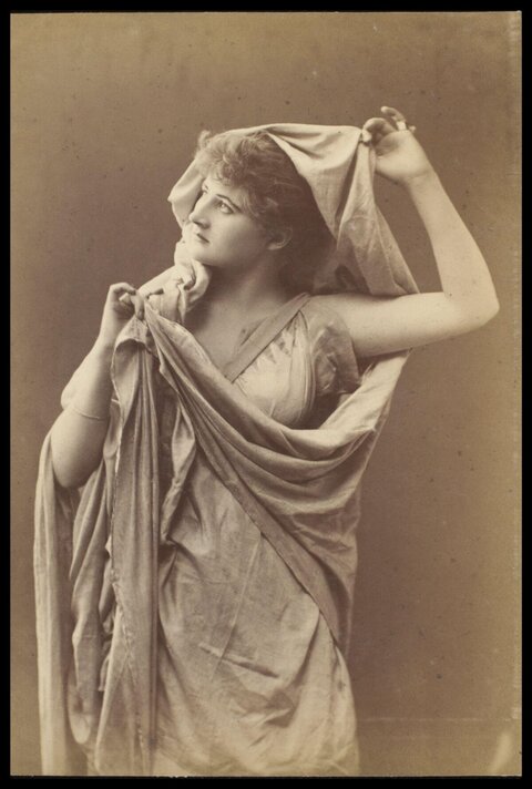 Vintage Portrait of Woman in Classical Drapery