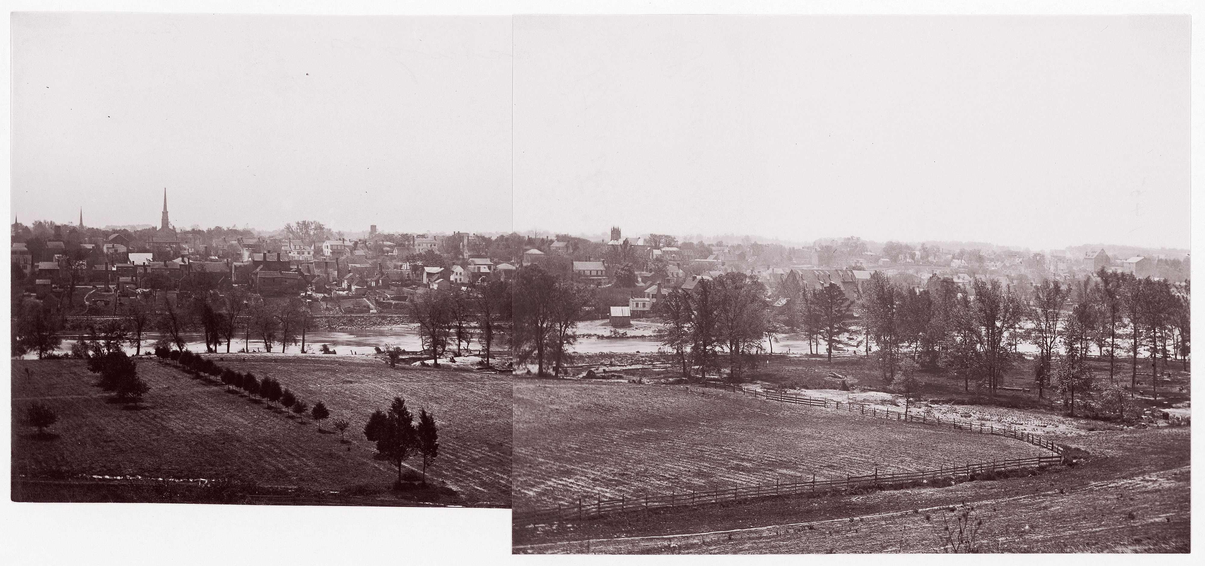 Vintage Panorama of Riverside Town