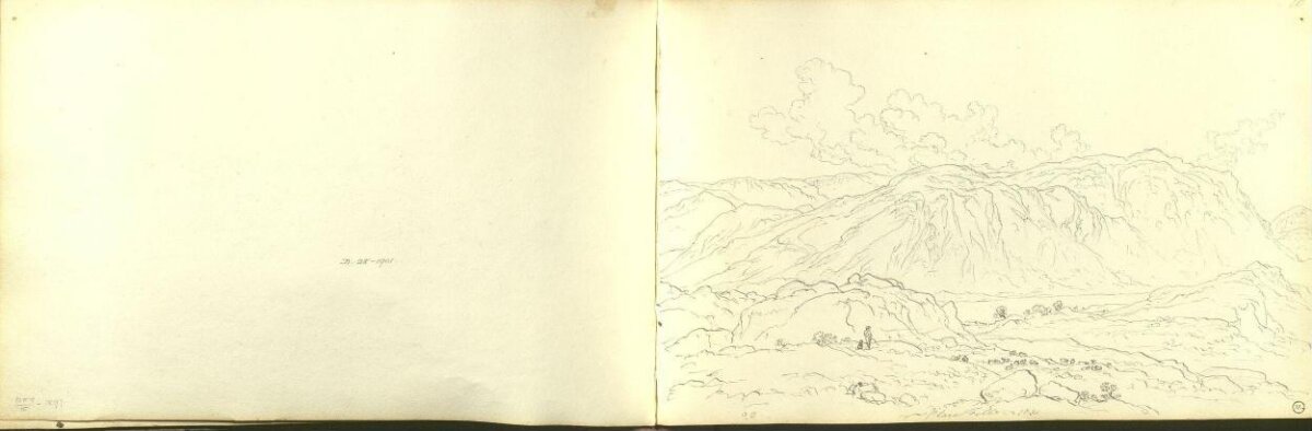 Pencil Sketch of Mountain Landscape