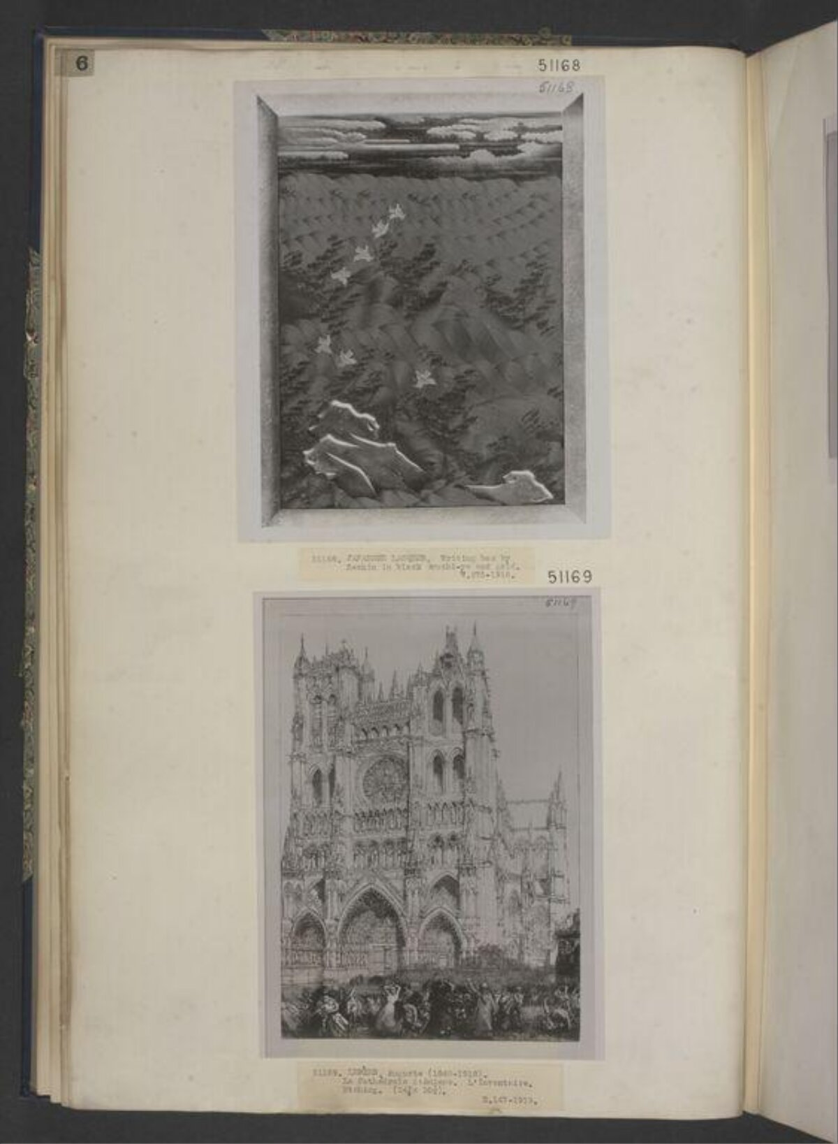 Open Album with Two Antique Prints