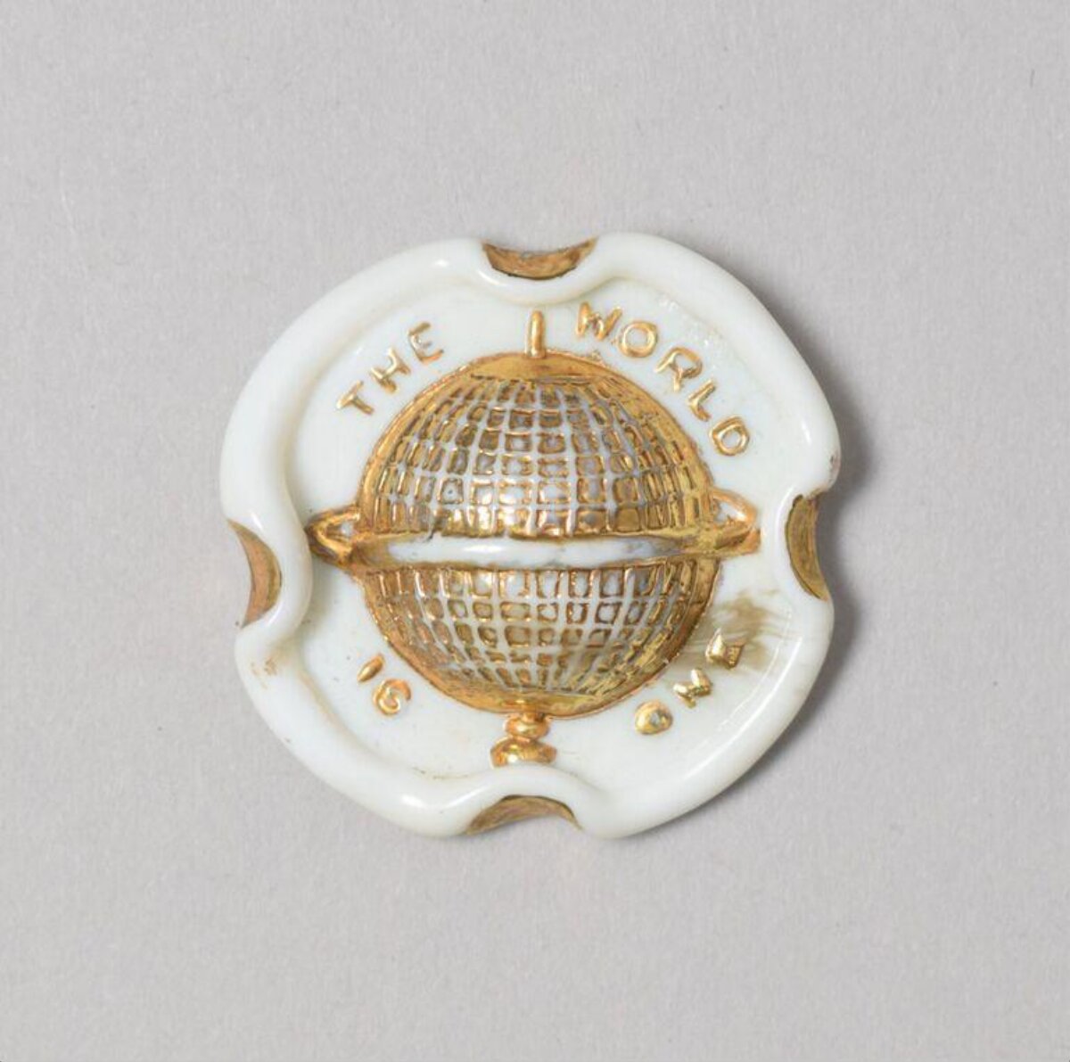 Vintage Globe Motif Ceramic Ashtray