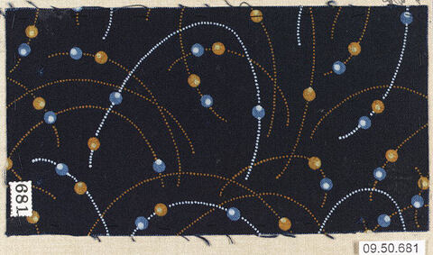 Black Dotted Arc Pattern Fabric Swatch