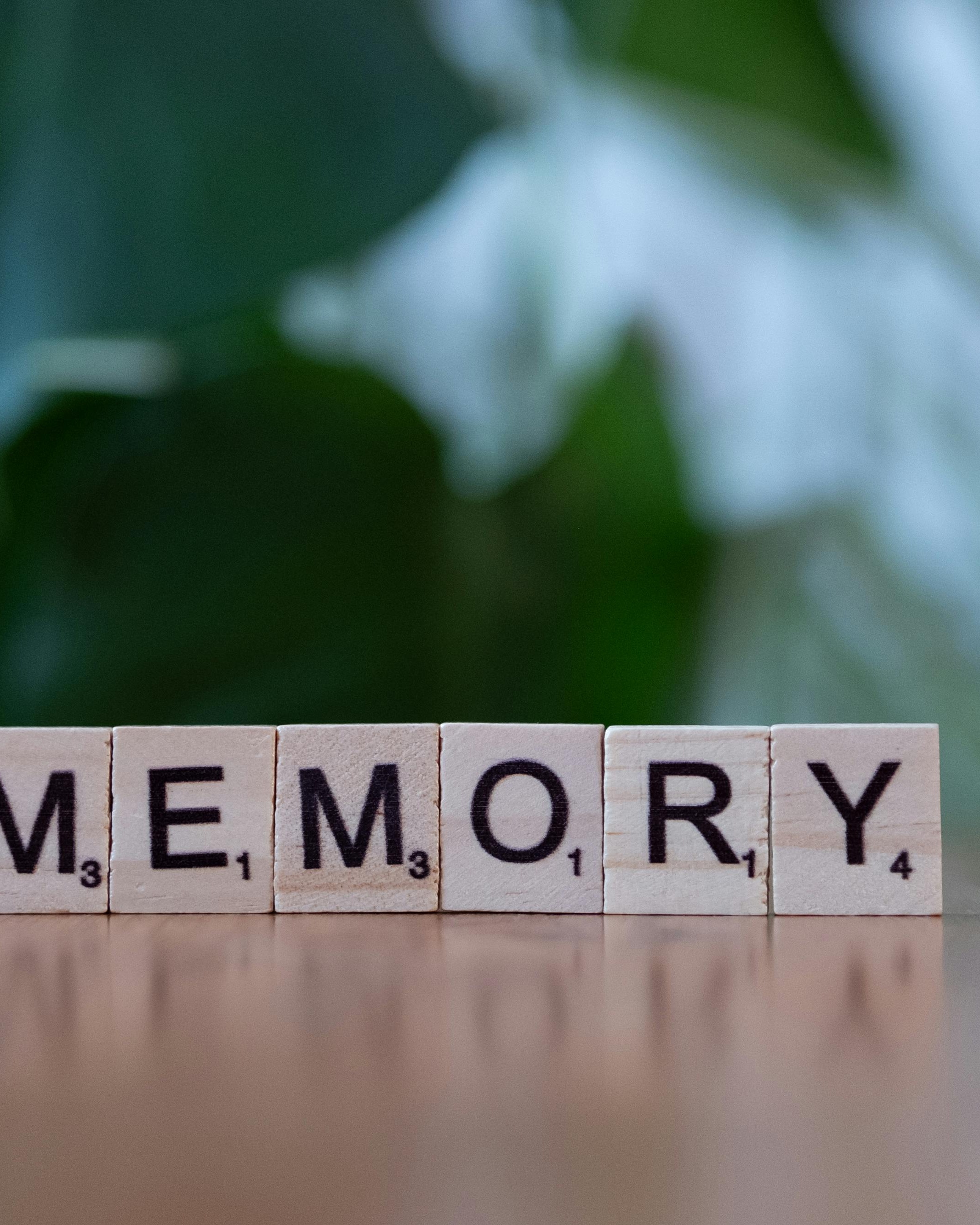 Memory Spelled with Wooden Letter Tiles