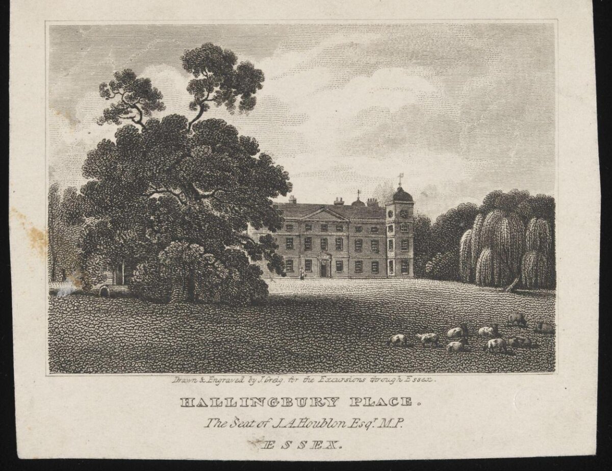 Antique Engraving of Hallingbury Place — Architecture