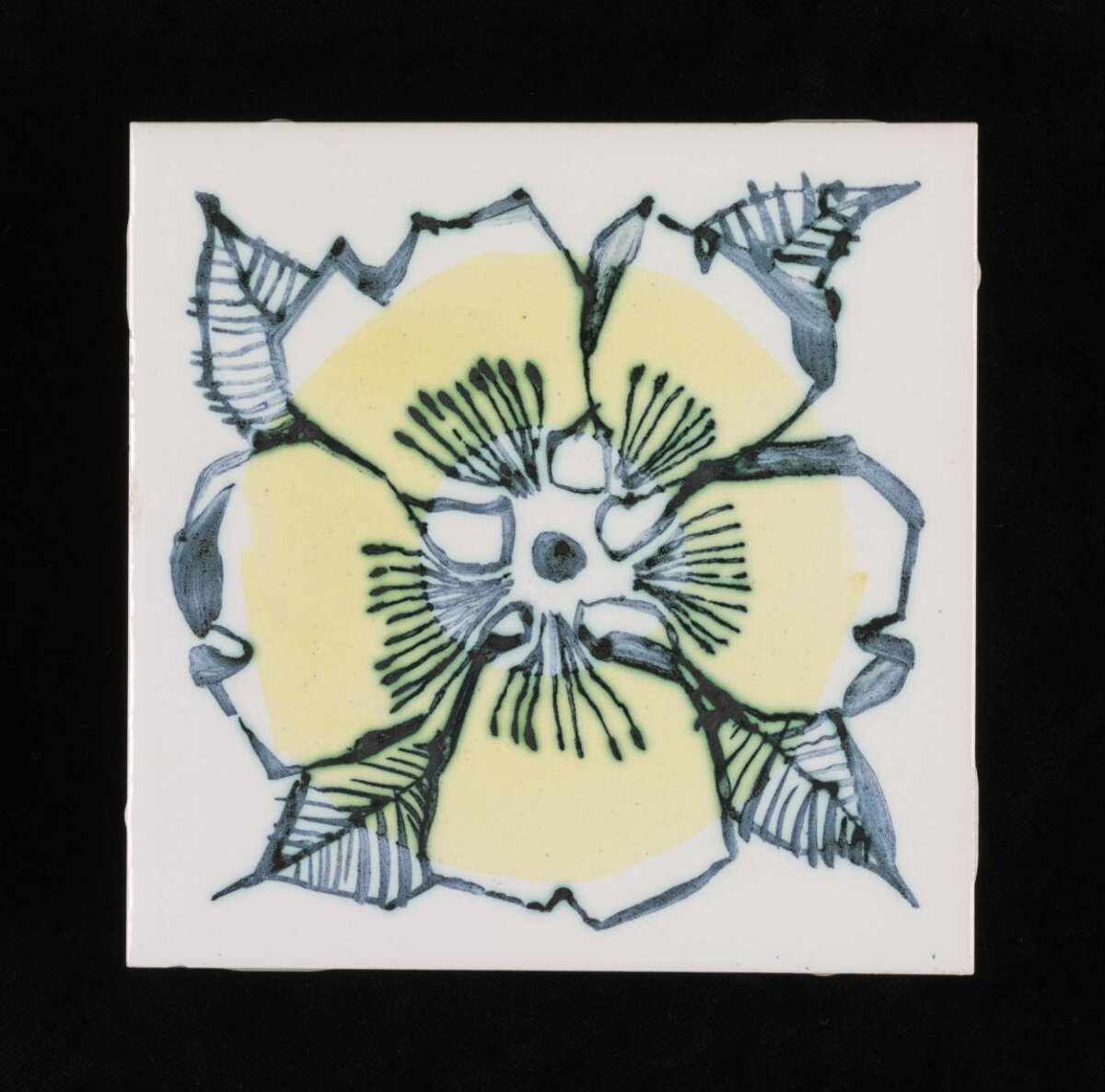 Hand Painted Flower Ceramic Tile
