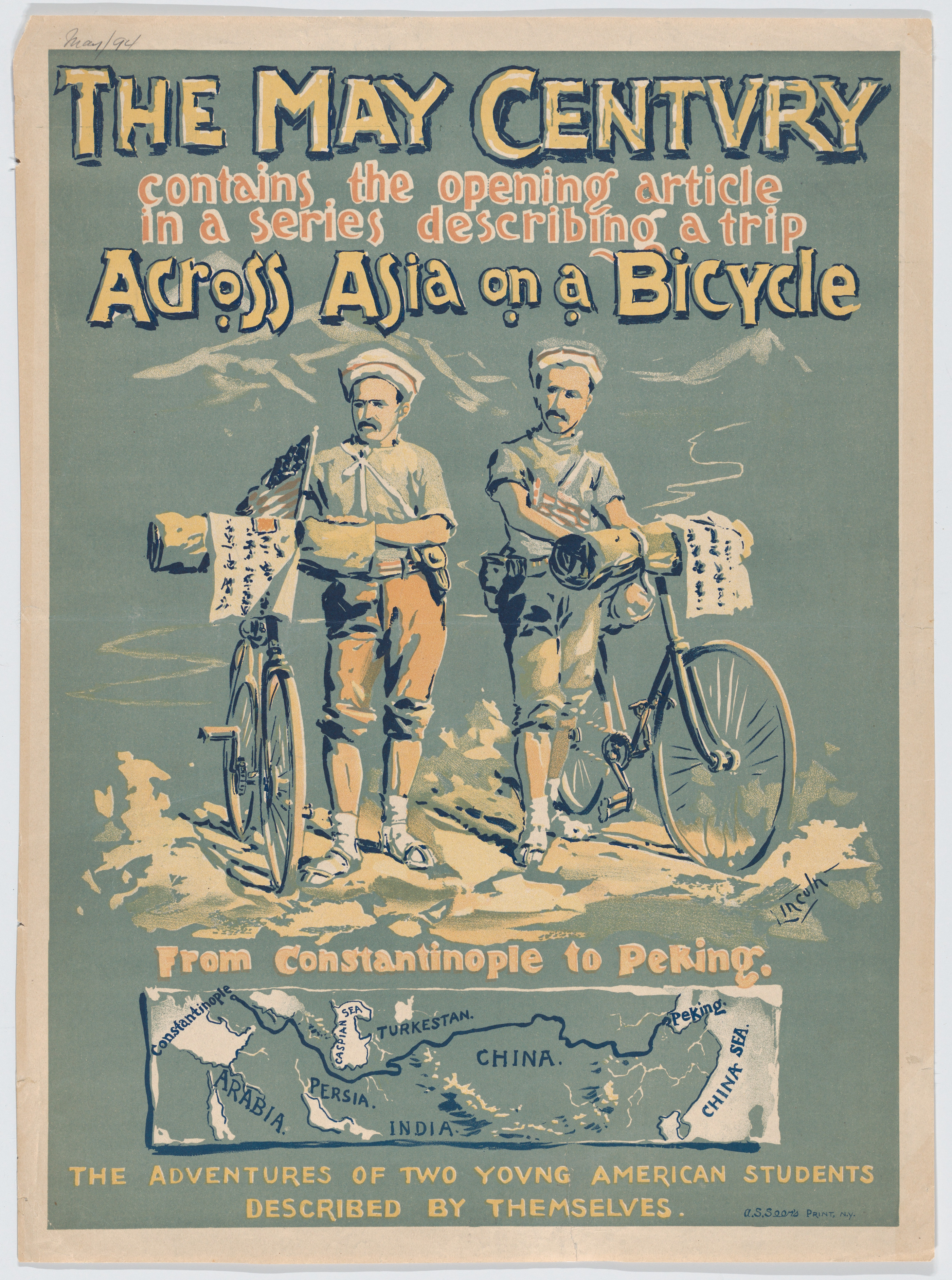 Vintage Across Asia on a Bicycle Poster