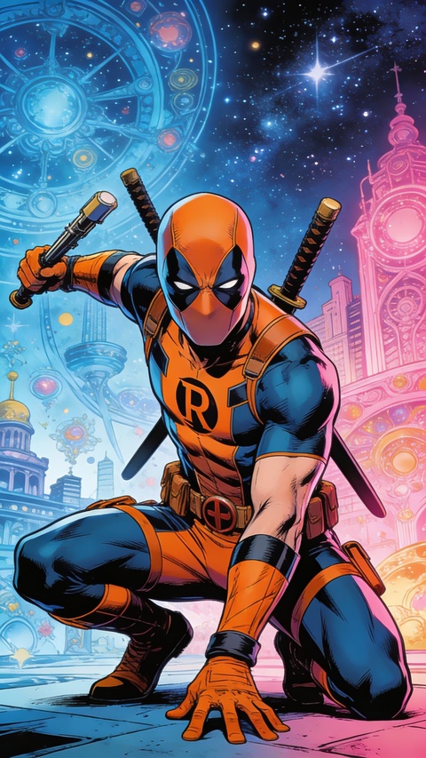 Crouching R Logo Comic Superhero