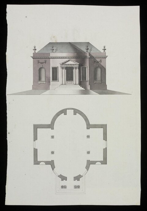 Neoclassical Building Architectural Drawing