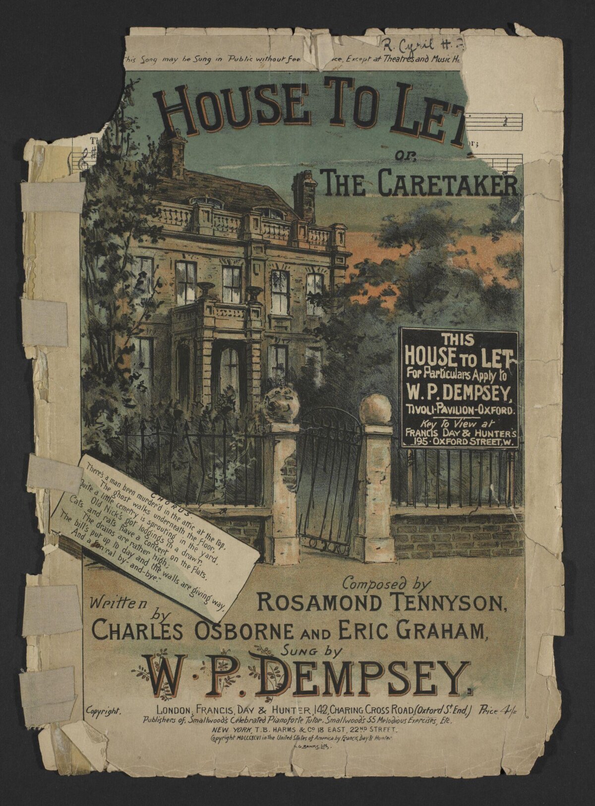 Vintage House To Let Sheet Music Cover